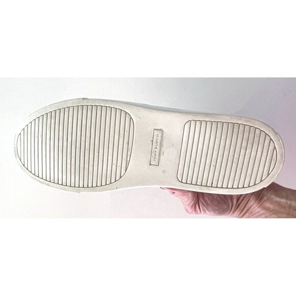 Tory Burch Shoes Womens 10.5 White Leather w Gold Reversible Sequin Fabric Front - Picture 15 of 16